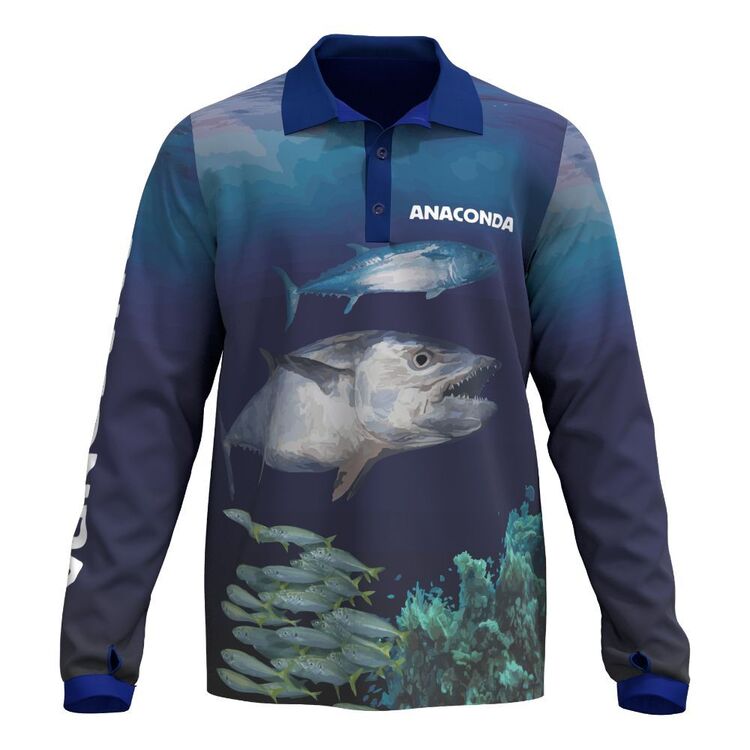 deep sea fishing polos Adults Polo Shirts long sleeve Fishing Shirts ozfs K-ozsportz long sleeve fishing shirt OZFS K-ozSportz Short sleeves Anaconda Men's Species Polo Long