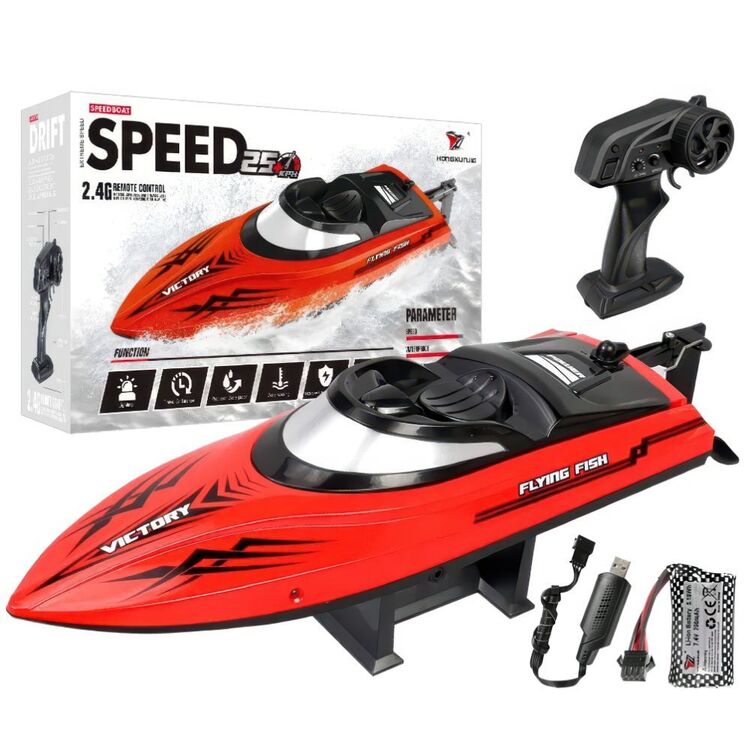 Remote Controlled Racing Boat High Speed RC 2.4GHz Boat - +25k/h Remote Control Racing Boat Red ...