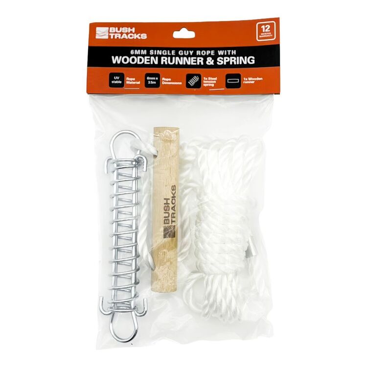 Bush Trace Bush Tracks 6mm x 3.5m Guy Rope With Wooden Trace White | Anaconda