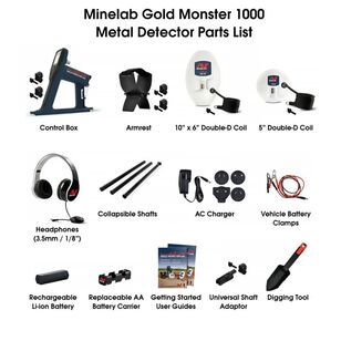 Minelab Gold Monster 1000 Dual 5” & 10”x 6” Coils Metal Detector