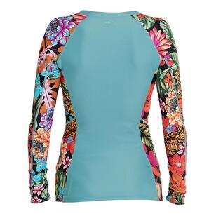O'Neill Women's Laney Full Zip Short Sleeve Rash Vest Reina Tropical