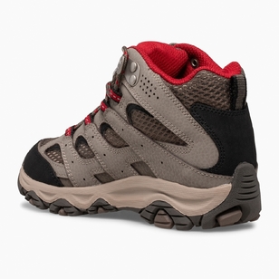 Merrell Kid's MOAB 3 Waterproof Mid Hiking Boots Boulder & Red 5