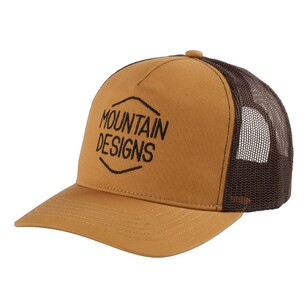 Mountain Designs Unisex Tan Embroidery Contour 5 Panel Trucker Cap Tan Embroidery One Size