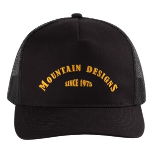 Mountain Designs Black Contour 5 Panel Trucker Cap Black Embroidery One Size Fits Most