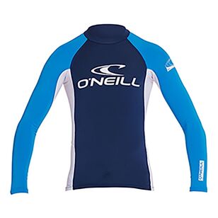 O'Neill Youth Boys Basic Skins Long Sleeve Rash Vest Navy/Royal Blue/White
