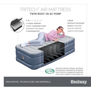 Bestway Tritech Single Double High Air Mattress With Pump Grey