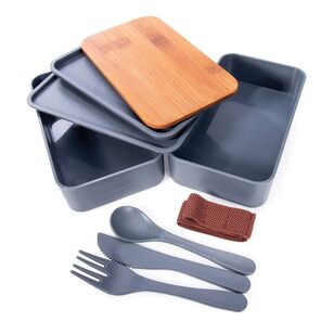 Is Gift Wheat Straw Bento Box With Cutlery Multicoloured
