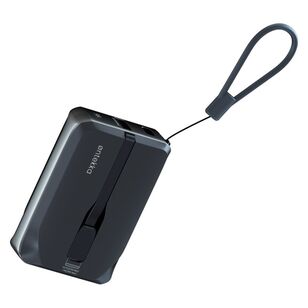 Ontekka 10k Power Bank with Built-in Lightning & USB-C Charge Cables Black 10K