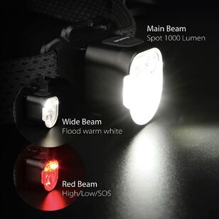 Scoutlite MOH 35 1000 Lumen Dual Colour Rechargeable Headlamp Black 1000 Lumens