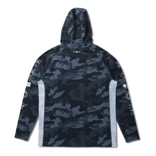 Salty Crew Hooded Perforated Palomar Fishing Shirt Blue Camo
