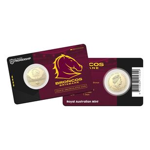 NRL Brisbane Broncos $1 Team Coin in Card