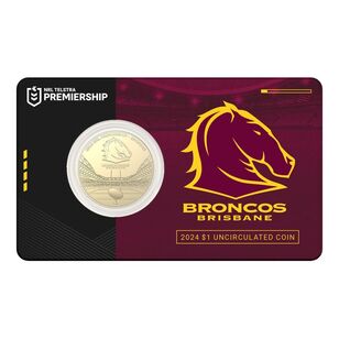 NRL Brisbane Broncos $1 Team Coin in Card