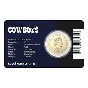 NRL North Queensland Cowboys $1 Team Coin in Card