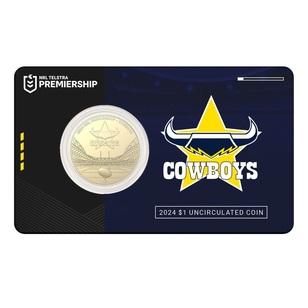 NRL North Queensland Cowboys $1 Team Coin in Card