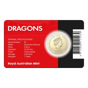NRL St George Illawarra Dragons $1 Team Coin in Card
