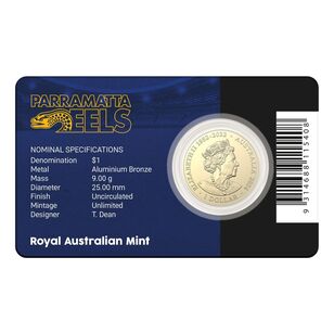 NRL Parramatta Eels $1 Team Coin in Card