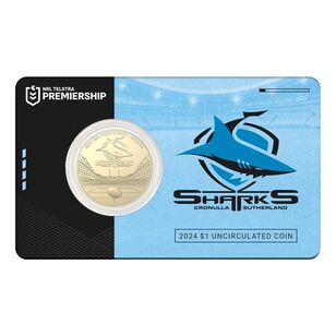 NRL Cronulla-Sutherland Sharks $1 Team Coin in Card