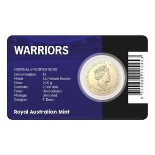 NRL New Zealand Warriors $1 Team Coin in Card