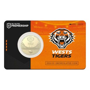 NRL Wests Tigers $1 Team Coin in Card